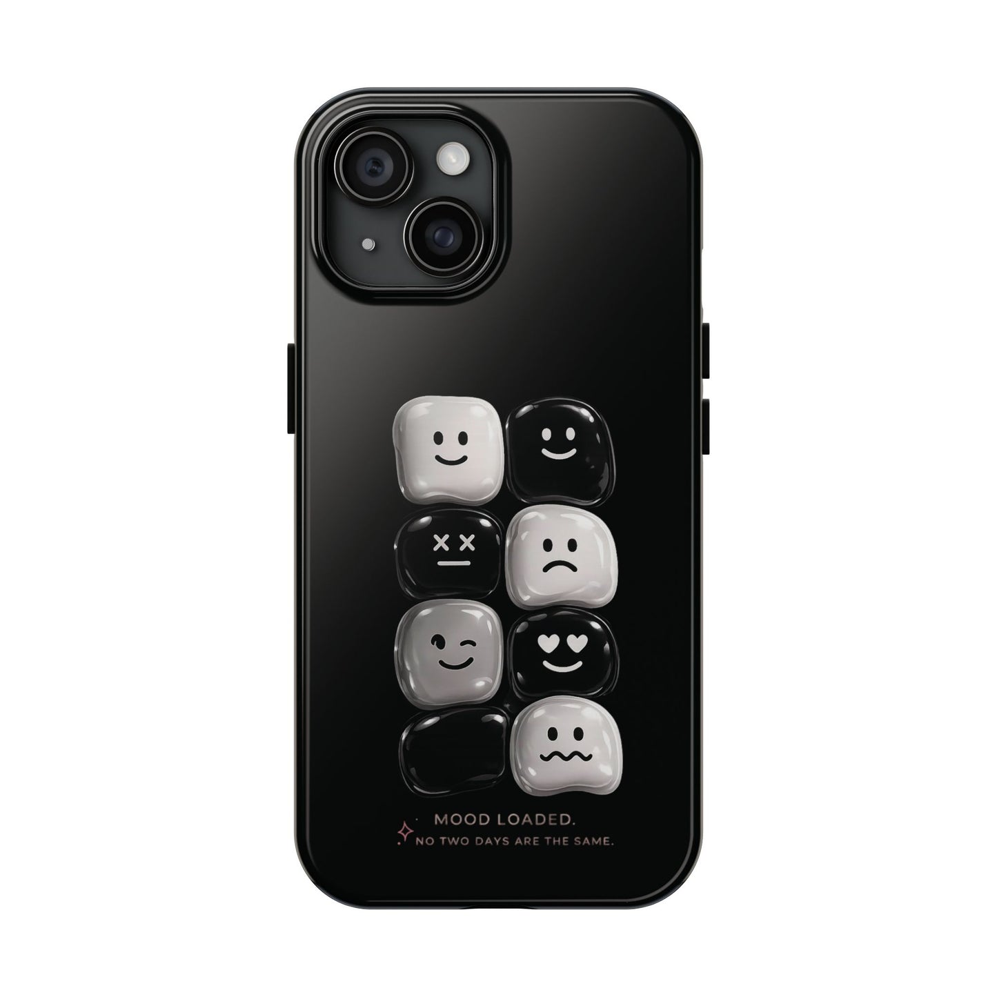 Tough Phone Case — Mood Loaded Black/White Emoji Design (Flip It, Feel It)