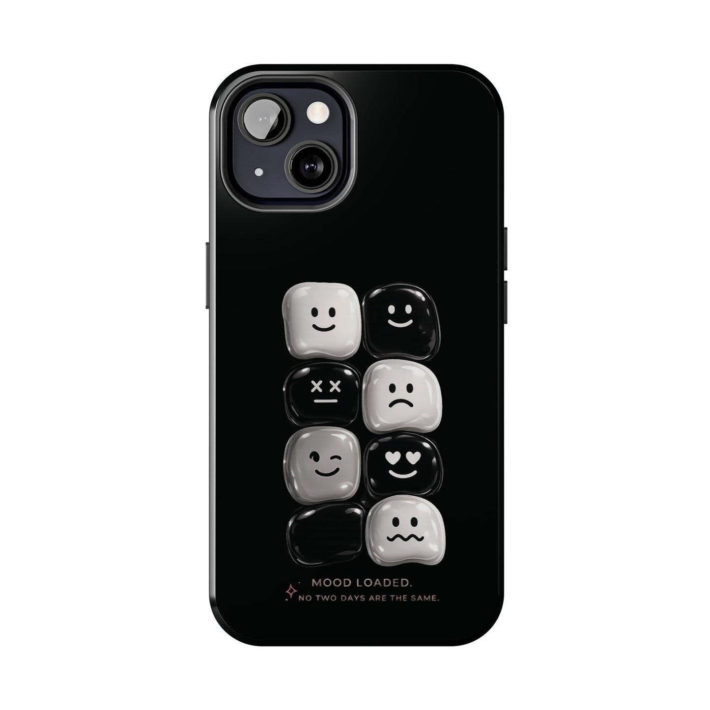 Tough Phone Case — Mood Loaded Black/White Emoji Design (Flip It, Feel It)