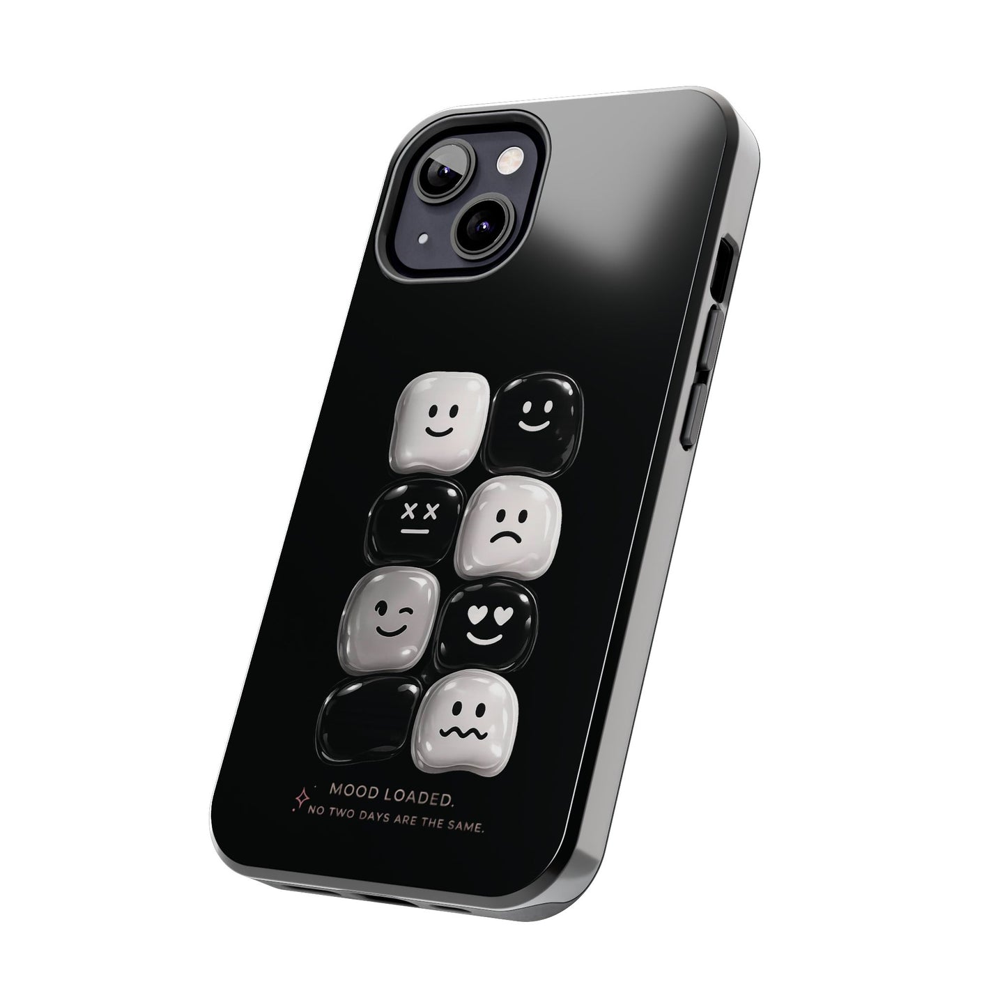 Tough Phone Case — Mood Loaded Black/White Emoji Design (Flip It, Feel It)