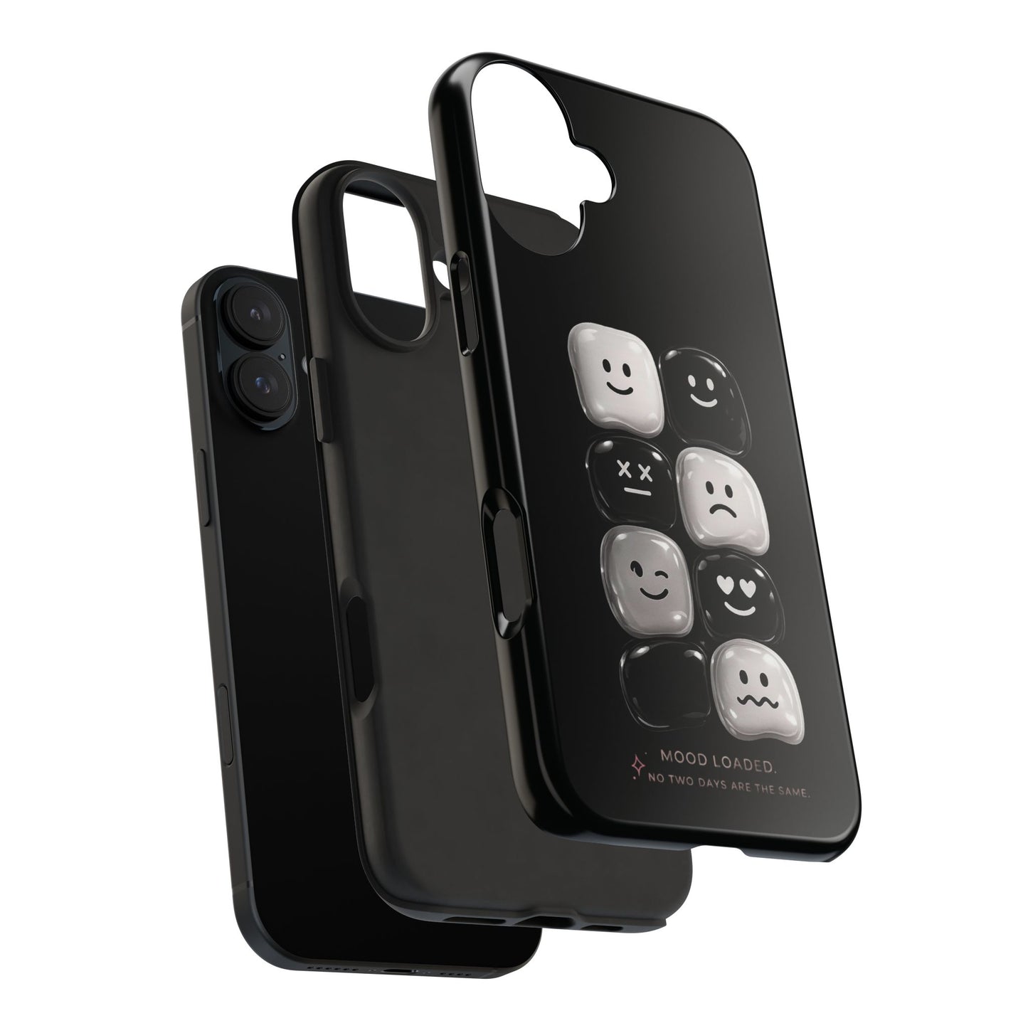 Tough Phone Case — Mood Loaded Black/White Emoji Design (Flip It, Feel It)