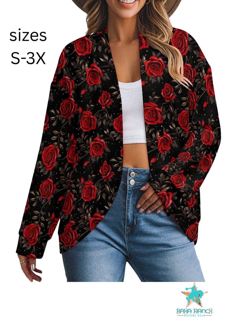 Colores de Mexico Romantic Roses Drop Shoulder Cardigan
