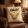 Baha Ranch Velvety Soft Howdy Highland Pillow Cover Made in America