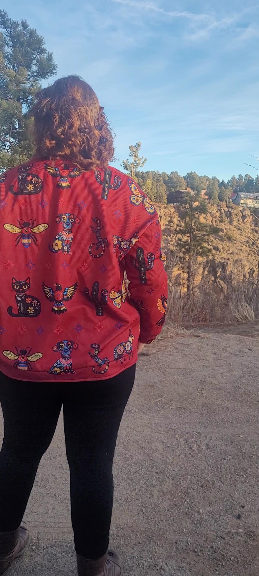 Baha Ranch Colores de Mexico Talavera Floral Animals Drop Shoulder Cardigan